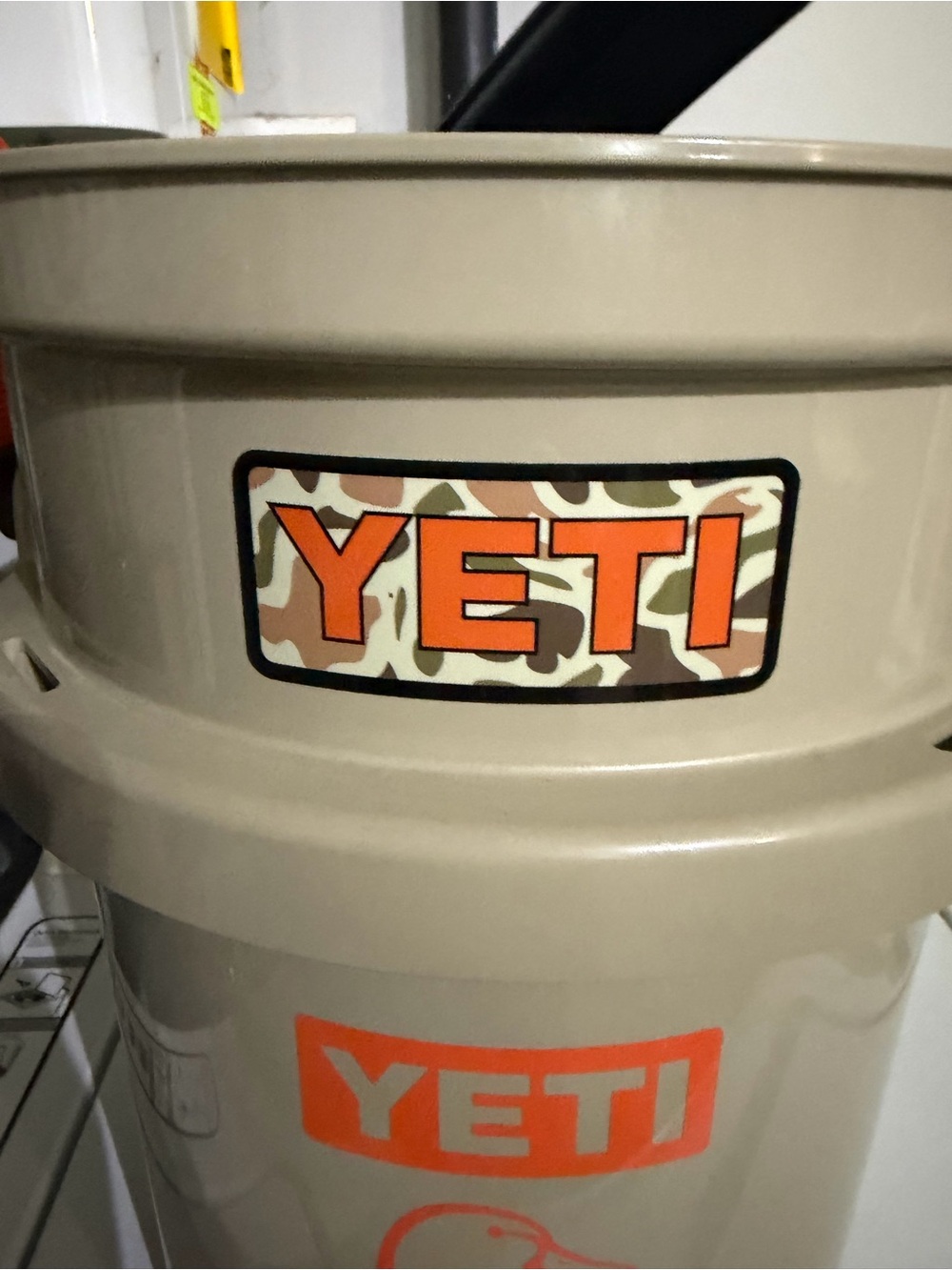 Yeti Tan Cooler Bucket with Bright Orange Ducks Unlimited Logo - Picture 4 of 5